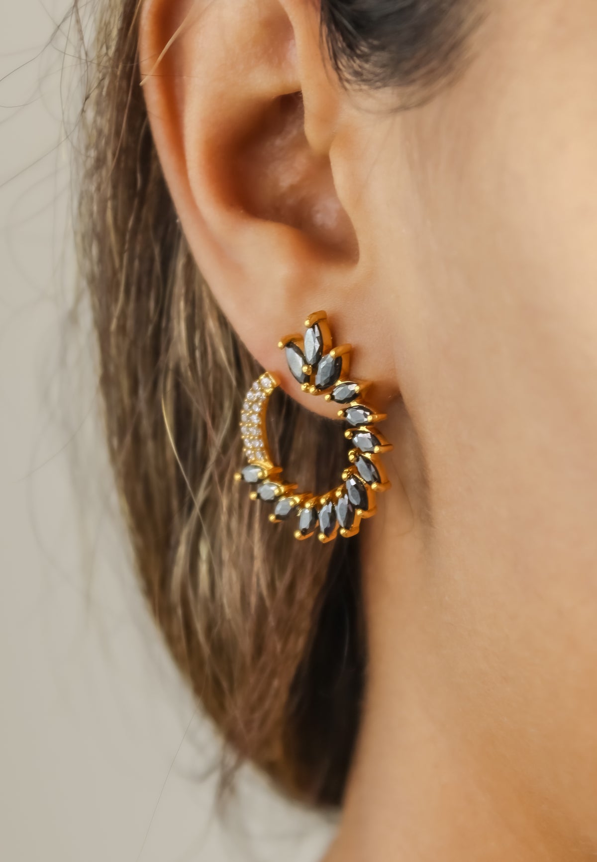 Golden viper earrings bombay sunset