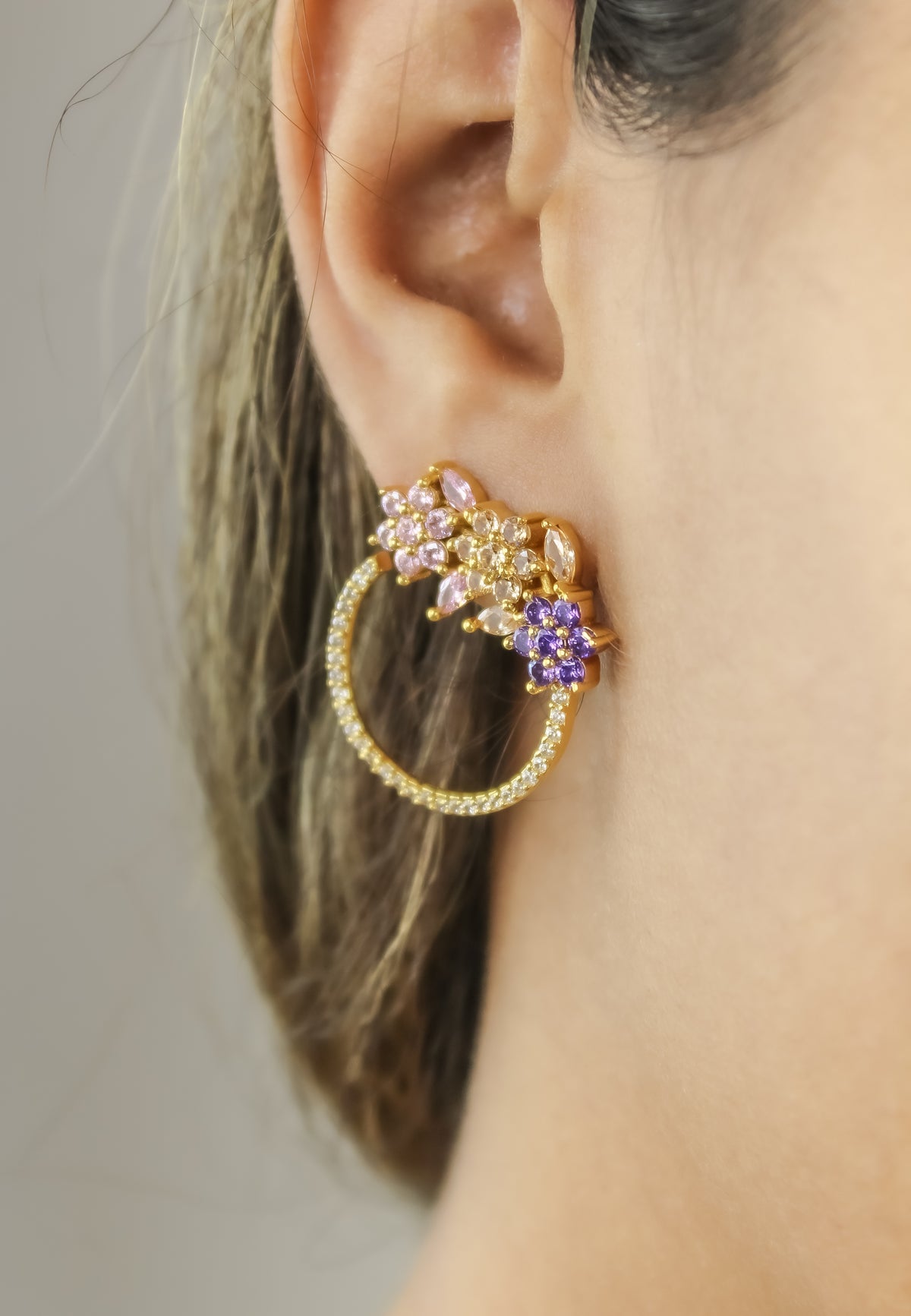 Golden salamander earrings bombay sunset